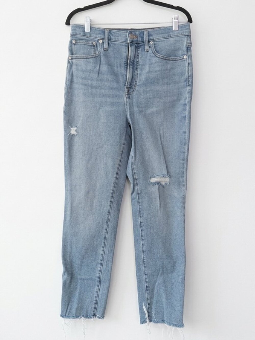 Madewell The Perfect Vintage Jean High Rise Distressed Raw Hem Light Wash Size 2